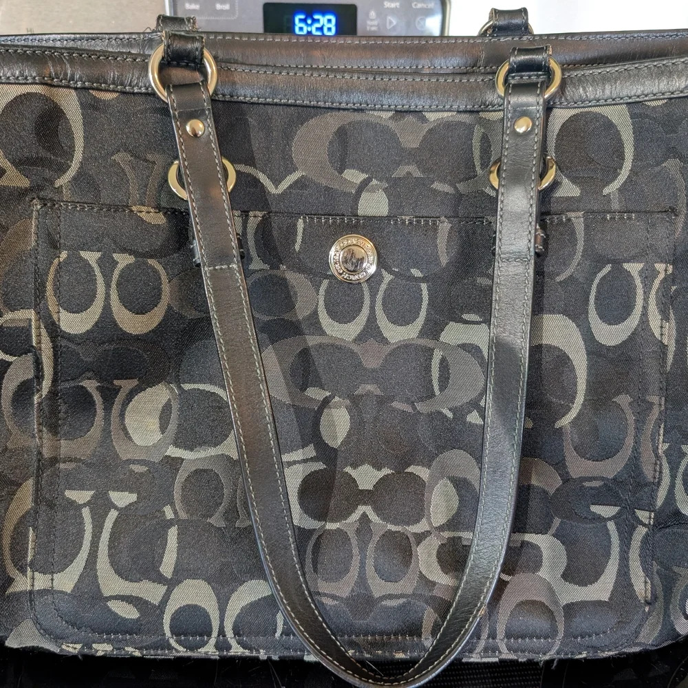 Coach Black Signature Canvas Tote